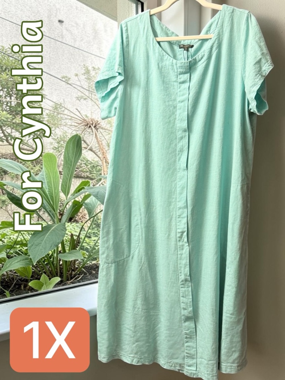 For Cynthia Light Mint Green Button-Front Casual Dress